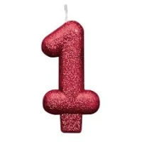 VELA CHICK GLITER VERMELHO NÚMERO 1 PLANET TOY - 7370